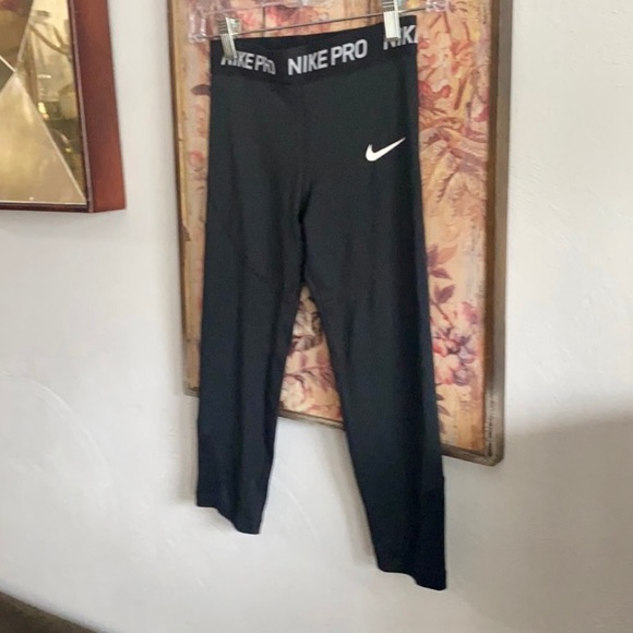 NIKE PRO STRETCH BLACK CROP LEGGINGS WORKOUT GYM S - Picture 10 of 10